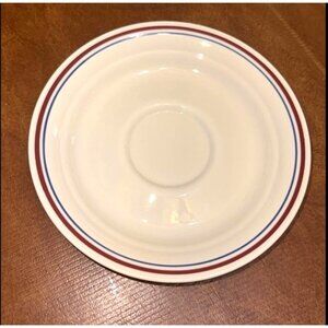Corelle By Corning Red & Blue Banded Saucer Plate